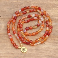 108 Mala 5-8mm forme libre cornaline perles Bracelet fleur de Lotus charme pierre naturelle Yoga guérison méditation bijoux en gros