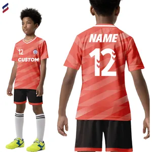 A buon mercato stampa sublimazione Logo maglia da calcio personalizzato ragazzi divise da calcio Casual corsa maglia da calcio Set per bambini WKZ07