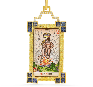 波西米亚风格塔罗牌不锈钢链太阳月亮魔鬼眼爱长黄铜镀金锆石饰品吊坠项链 - Product Image 6