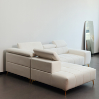 Modernes Weißes Dreisitzer-Modulares Ecksofa-Set L-förmig mit Hoher Rückenlehne Verstellbar Stoff Kunstleder Schaumstoff