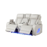 Ensemble de canapés inclinables électriques modernes pour home cinéma avec enceintes Bluetooth, éclairage LED, recharge sans fil et console de rangement