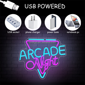 Insegna al Neon personalizzata di <span class=keywords><strong>notte</strong></span> Arcade Gamer segno di luce al Neon per decorazione del negozio sala videogame camera da letto regalo per bambini - Product Image 5