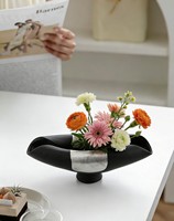 Vases en résine noire en gros, style nordique, artisanat créatif décoratif, décoration intérieure, vases pour fleurs séchées