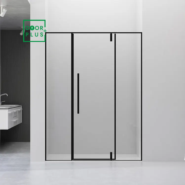 Doorplus-Conjunto de ducha de acero inoxidable para Hotel, accesorios modernos para cuarto de baño, puerta corredera negra, nuevo diseño