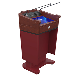Pupitre numérique audiovisuel à double microphone St100 en bois massif – Équipement technologique pour auditorium, gymnase, salle extérieure - Product Image 4