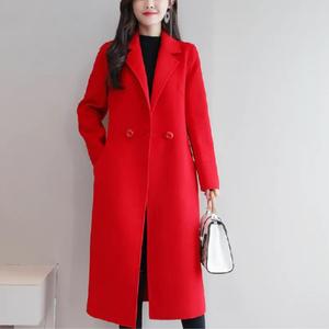 2024 gros hiver femmes mode veste moyen Long Style Double boutonnage à manches longues femmes laine manteau - Product Image 5