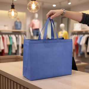 Custom Logo Supermarket Non Woven Reusable <b>Gift</b> Tote Shopping <b>Bags</b> for Clothing Grocery Heat Recycled CMYK Printing Wholesale - Product Image 1