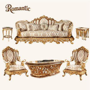 मध्य पूर्वी शाही महल के रहने वाले कमरे के कमरे के कमरे के लिए ठोस लकड़ी के कपड़े शीर्ष छोर लंबे सोफे पर सेट किया - Product Image 1