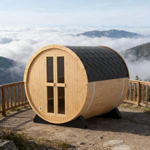 Sauna à vapeur cylindrique en hemlock haut de gamme pour l'extérieur avec système de <span class=keywords><strong>contrôle</strong></span> de la vapeur avancé - Product Image 2