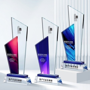 カスタマイズ可能クリスタルトロフィーカラフル優等式優秀従業員個人メダル彫刻ガラス認証会社デザイン - Product Image 2
