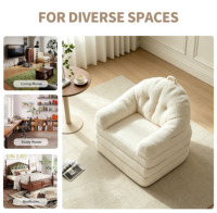 Canapé-lit pliant 2-en-1 convertible en pouf avec dossier, lit pliant sans armature compressible pour chambre et salon