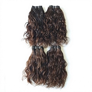 ผมต่อแบบธรรมชาติสีน้ำตาลหยักศก ผมแท้แบบ Double Weft Remy ผมอินเดีย น้ำหนัก 100 กรัมต่อช่อ - Product Image 2