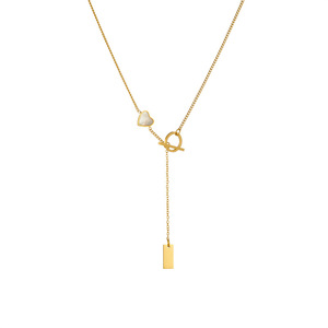 Fashionable Heart Shape Stainless Steel Necklace Gold Plated Pendant OT Buckle Chain Jewelry Gift For Women - Product Image 5