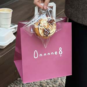 Sacs en papier kraft biodégradables et recyclables avec poignée, impression de logo personnalisée, pour l'emballage alimentaire à emporter des boulangeries - Product Image 3