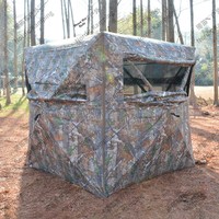 Tente de chasse camouflage forestier à perspective unilatérale, à quatre côtés, montage rapide, prête à l'emploi, en tissu polyester