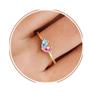 Kadın Doğum Taşı Yüzükleri Kararmayan İstiflenebilir Zarif Cam Kalp CZ Zümrüt Taşlı Düğün Nişan Söz Yüzüğü Doğum Günü - Product Image 1