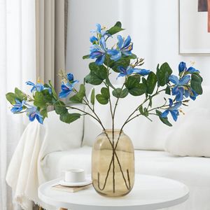 Flores Artificiales de Bauhinia Meng Jie, Rama Individual, Arreglo Floral de Seda de Poliéster para Decoración del Hogar, Exhibición de Bodas - Product Image 1