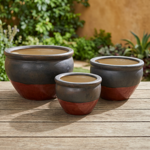 Juego de 3 Macetas de Cerámica Ecológicas Hechas a Mano, Acabado Glaseado, Color Negro y Marrón, para Plantas de Interior y Exterior - Product Image 2
