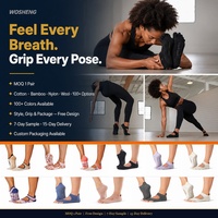Chaussettes de yoga antidérapantes personnalisées OEM pour femmes, cinq doigts, dos ouvert, soutien de la voûte plantaire, pour Pilates, ballet, en coton, avec grip antidérapant pour le sport