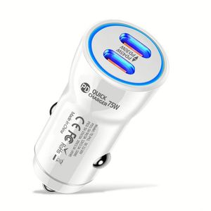 75W Super Fast Charging Dual Port PD 3.0 Type C <b>Car</b> Adapter USB C <b>Car</b> Charger for Phones - Product Image 1