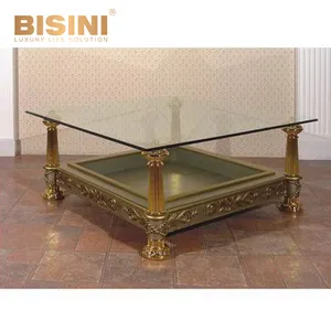 Fair Price French Style Hot Sale Living Room Classic Wooden Coffee Table Golden Tea Table