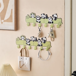 Crochets de rangement muraux mignons en forme de dessin animé, design panda en fer forgé - Product Image 3