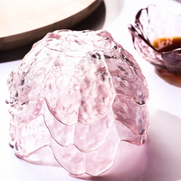 Petite coupelle en verre martelé Sakura japonais en forme de fleur rose pour sauce, assaisonnement et accompagnements