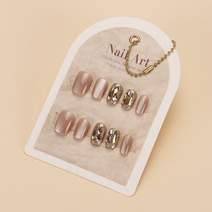 TikTok สติกเกอร์ติดเล็บรูปแมวพร้อมจี้คริสตัลทำมือถอดออกได้ - Product Image 4