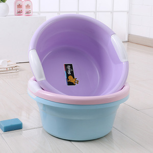 Plastic Wash <b>Basin</b> <b>Round</b> Large Medium Small For Clothes Baby Foot Bath Household Use Pink Blue Purple - Product Image 3