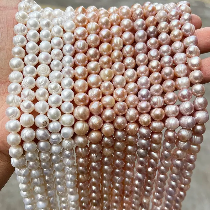 Perles baroques en vrac de 4mm à 10mm, perles rondes d'eau douce naturelles filetées pour la fabrication de bracelets et de colliers DIY