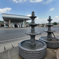 Fuente de Agua Decorativa de Piedra para Jardín, de 3 Niveles, Tallada a Mano en Mármol Negro Natural, con Logotipo Personalizado al por Mayor