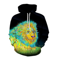 Sweat à capuche pour homme personnalisé en gros, à épaules tombantes, avec impression numérique 3D animale, et impression à la demande, type pull-over