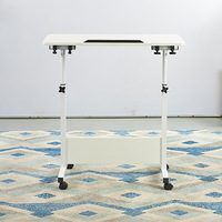 Bureau d'ordinateur portable pliable et réglable en hauteur pour usage domestique, table de chevet portable avec roulettes pour l'étude