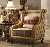Ensemble de canapés de luxe au design élégant, en bois massif, pour salon, avec revêtement en tissu, canapés Chesterfield à structure en bois