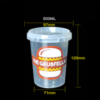 Conteneur alimentaire rond en PP sans BPA avec logo personnalisé, 500g, 16oz, pour houmous, avec couvercle anti-effraction