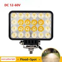 Feux de travail LED pour véhicules d'ingénierie, faisceau large carré de 72 W, épaissi, antichoc, pour chariots élévateurs, excavatrices, chargeuses, pelles, grues