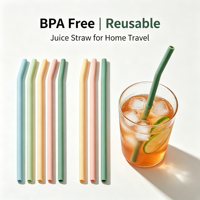 Pailles à jus réutilisables sans BPA, taille personnalisée, tube en silicone de qualité alimentaire, pailles flexibles pour la maison et les voyages