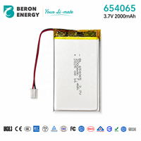 Batería Recargable de Polímero de Litio OEM 3.7V 2000mAh 654065 UN38.3 UL1642 CE para Alimentador Automático de Mascotas, Dispositivo Portátil de Respaldo de Energía
