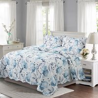 Ensemble de couvre-lit matelassé à ultrasons imprimé, couvre-lit matelassé de luxe imprimé pour toutes les saisons avec couvre-lit et taies d'oreiller