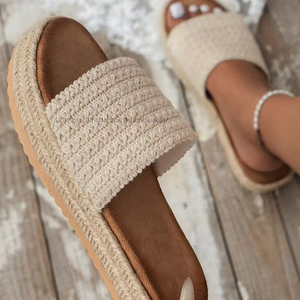 Spring Summer Collection Plus Size European American Style Platform Sole <b>Rope</b> Sandals for Women Slip-On PU New Thick - Product Image 1