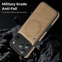 Funda de Teléfono de Cuero PU Premium para iPhone 17 18 Pro Max, con Succión Magnética, Ranuras para Tarjetas, Compatible con TPU y PC, Antigolpes, Estilo Ejecutivo
