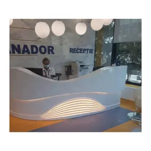 살롱 고객 서비스 리셉션 현대 독특한 맞춤형 빛나는 Led 화이트 코리안 곡선 리셉션 뷰티 살롱