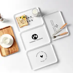 Пластиковые подающие лотки из меламина с логотипом на заказ, подносы для хлеба, торта, печенья, суши, хлебопекарни