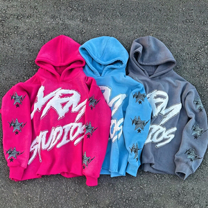 Fabricante OEM de Ropa Urbana, Sudaderas con Capucha Cortadas a la Medida, con Bajo sin Rematar, Logotipo Personalizado, Pedrería y Estampado 3D en Relieve - Product Image 1