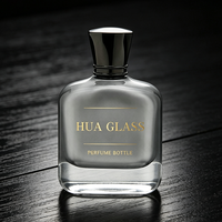 Flacon de parfum pour homme en verre de luxe carré de 100 ml avec peinture argentée à l'intérieur, bouchon en alliage de zinc, flacon de parfum vide, vaporisateur, OEM personnalisé