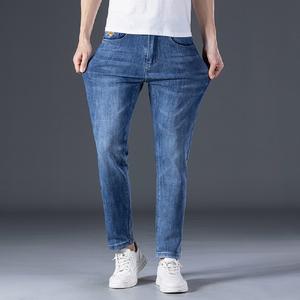 अनुकूलित विंटेज पुरुषों की डेनिम पैंट 100% सूती नरम सीधे पैर सादे रंग से बुना हुआ कस्टम डिजाइन धोया तकनीकी - Product Image 2