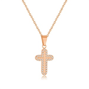 Wholesale Minimalist Jewelry <b>Cross</b> Necklace Stainless Steel Cute Zircon <b>Cross</b> Pendant Necklace - Product Image 5