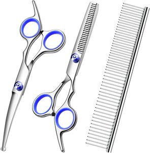 Kit professionnel de <span class=keywords><strong>ciseaux</strong></span> de toilettage pour chiens <span class=keywords><strong>ciseaux</strong></span> incurvés amincissants <span class=keywords><strong>et</strong></span> <span class=keywords><strong>peigne</strong></span> pour chien chat Kit de cisailles de toilettage pour animaux de compagnie <span class=keywords><strong>ciseaux</strong></span> pour chiens - Product Image 1