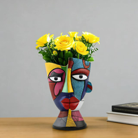 Picasso-Stil Abstrakte Gesichts-Harzvase Nordische Kreative Menschliche Porträt-Blumenvase Heimdekoration Moderne Kunstskulptur Handgemalt
