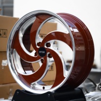 Jantes forgées directionnelles HTOR 18 19 20 pouces 5x114.3 à rayons rouges polis et à lèvre profonde, compatibles avec Civic, Genesis, 370Z, Q60, Stinger, IS250